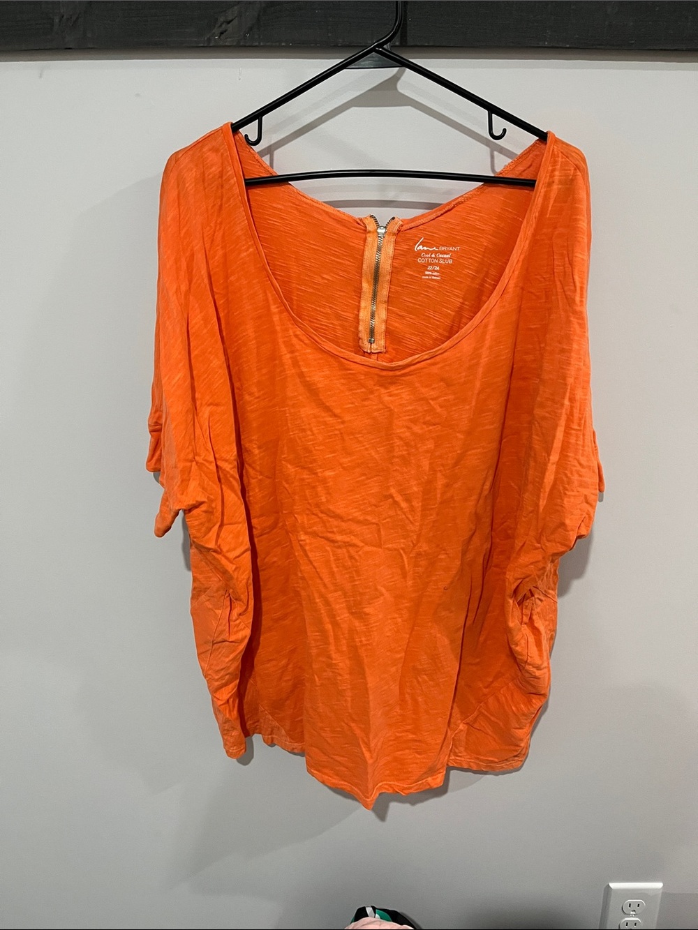 Lane Bryant Orange Scoop-Neck Dolman Top with Back Zip
